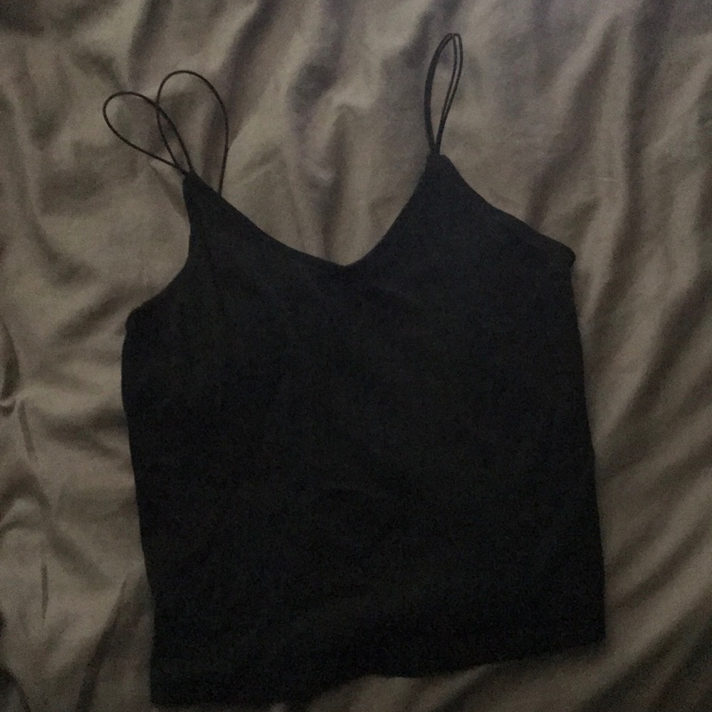double strap black crop top